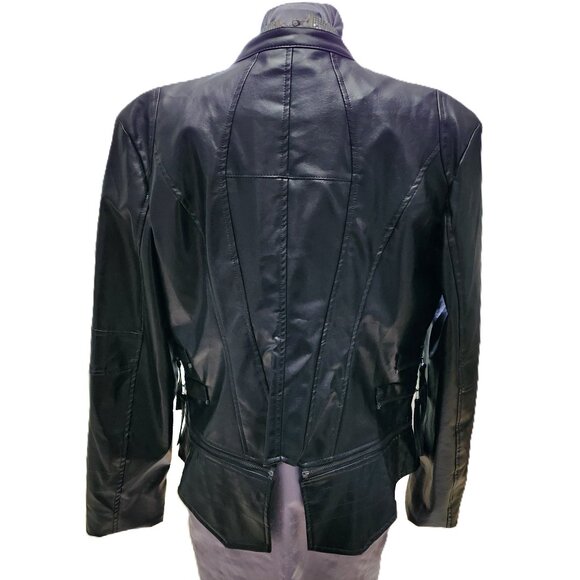 *New Low Price* Black Convertible PU Fashion Zipper Jacket - Picture 3 of 6